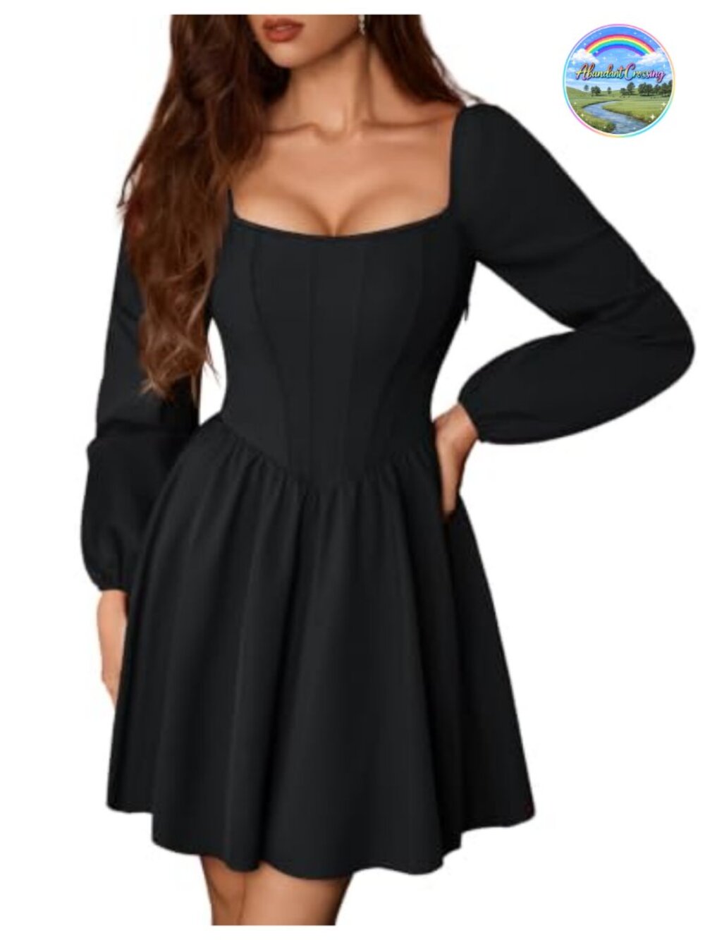 Scarlet Darkness Renaissance Corset Mini Dress long sleeve Puff Sleeves